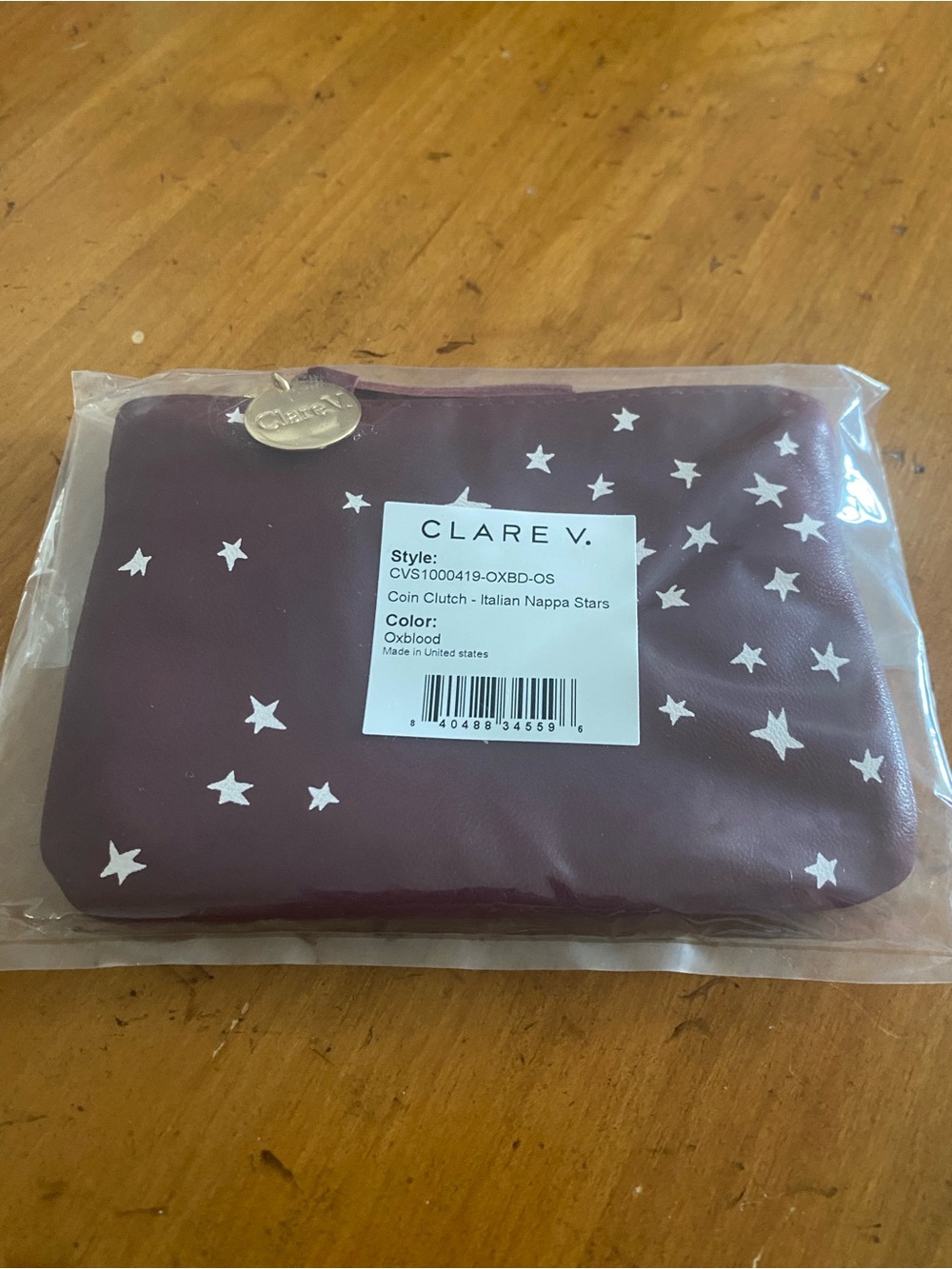 Clare V Burgundy Star Coin Clutch - Picture 2 of 3